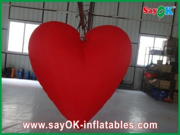 Indah Big Red Inflatable Hati Dengan Lampu Led Untuk Festival, Diameter 1.5M