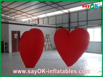 Indah Big Red Inflatable Hati Dengan Lampu Led Untuk Festival, Diameter 1.5M