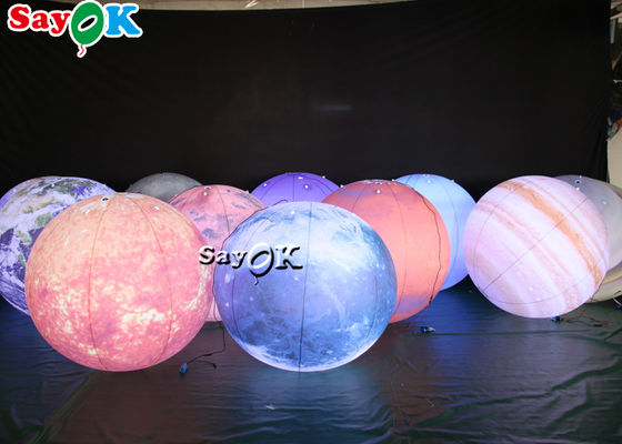 LED Besar Menggantung Dekorasi Pencahayaan Tiup Delapan Planet Bahan PVC