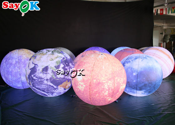 LED Besar Menggantung Dekorasi Pencahayaan Tiup Delapan Planet Bahan PVC