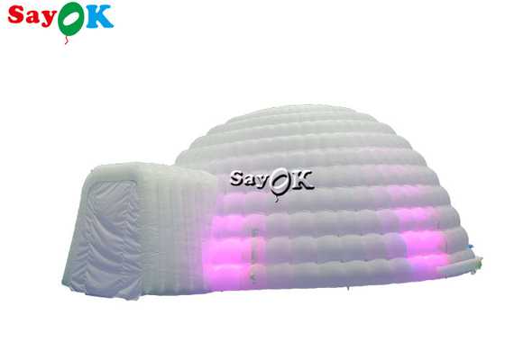 Tenda Tiup Igloo Putih Murni LED Tenda Tiup Pencahayaan Kubah Bulat Untuk Acara Pesta Disko