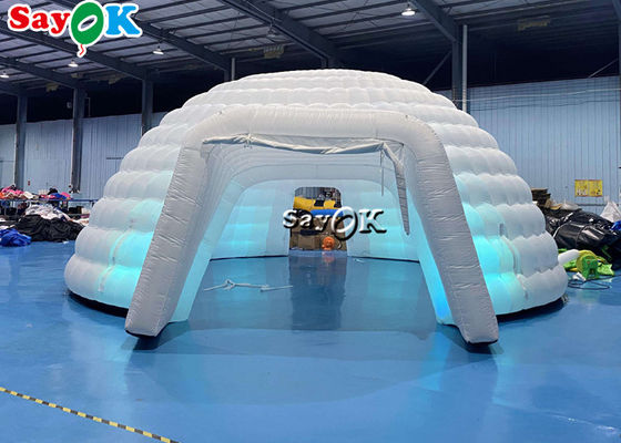 Tenda Igloo Inflatable Putih Murni LED Tenda Inflatable Pencahayaan Kubah Bulat Untuk Acara Disco Party Tenda Udara Inflatable