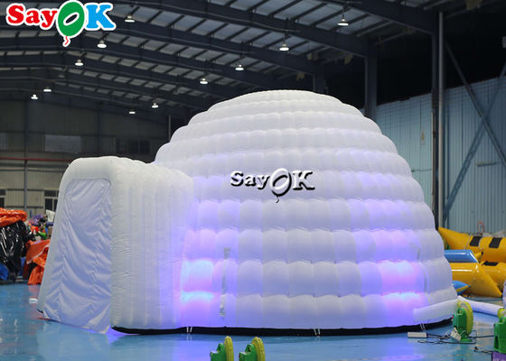 Tenda Igloo Inflatable Putih Murni LED Tenda Inflatable Pencahayaan Kubah Bulat Untuk Acara Disco Party Tenda Udara Inflatable