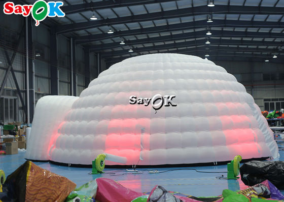 Tenda Igloo Inflatable Putih Murni LED Tenda Inflatable Pencahayaan Kubah Bulat Untuk Acara Disco Party Tenda Udara Inflatable