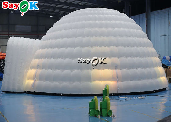 Tenda Igloo Inflatable Putih Murni LED Tenda Inflatable Pencahayaan Kubah Bulat Untuk Acara Disco Party Tenda Udara Inflatable