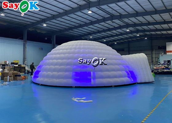 Tenda Igloo Inflatable Putih Murni LED Tenda Inflatable Pencahayaan Kubah Bulat Untuk Acara Disco Party Tenda Udara Inflatable