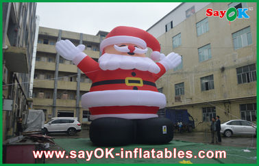 Inflatable Dekorasi Liburan 8m Tinggi Red Big Natal Santa Claus Dengan Oxford Cloth