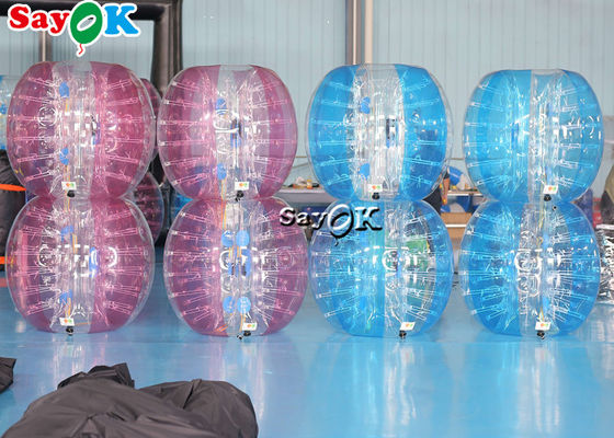 Inflatable Karnaval Permainan Dewasa TPU PVC Tubuh Zorb Bumper Bola Set Transparan Biru Pink Inflatable Gelembung Sepak Bola