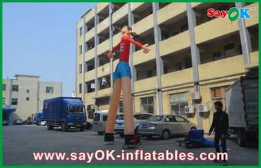 Inflatable Waving Man Merah Kartun Iklan Penari Udara Mencetak Menarik Tinggi 5m Untuk Supermarket