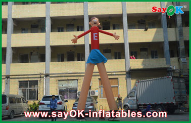 Inflatable Waving Man Merah Kartun Iklan Penari Udara Mencetak Menarik Tinggi 5m Untuk Supermarket