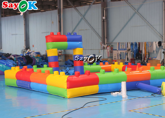 Inflatable Lawn Games Anak Indoor Bounce Playground Bentuk Blok Tahan Air Pagar Mobil Bumper