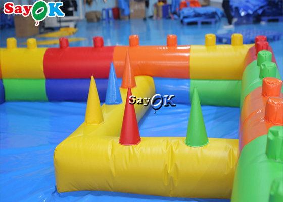 Inflatable Lawn Games Anak Indoor Bounce Playground Bentuk Blok Tahan Air Pagar Mobil Bumper