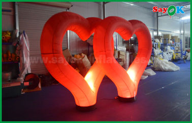 Nylon Kain Raksasa Pencahayaan Led Inflatable Dekorasi, jantung Led untuk Tahap Partai
