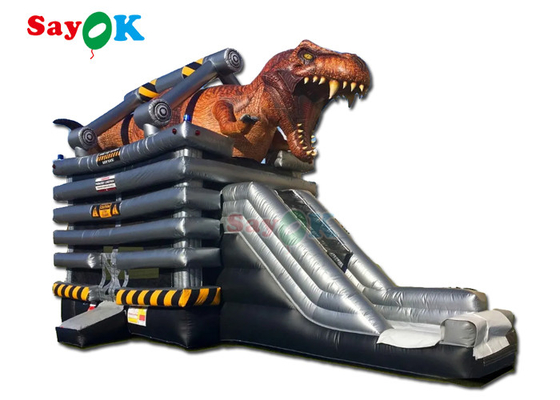 Outdoor Inflatable Slide Ukuran Disesuaikan Commercial Inflatable Bounce Slide Untuk Anak-anak Dinosaurus Inflatable Slide