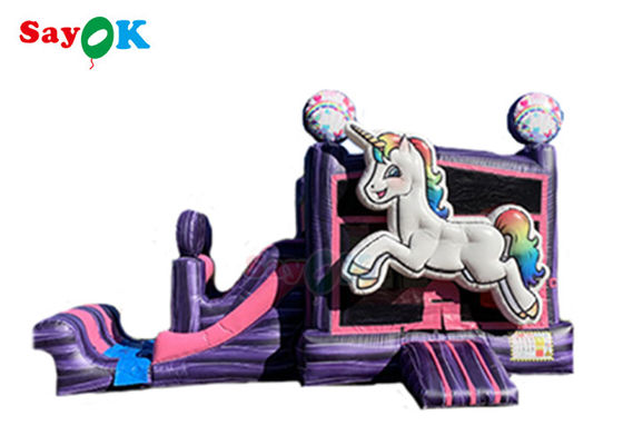 Anak-anak Inflatable Slide Unicorn Bounce House Jumper Slide Partai Sewa Unicorn Anak Zona basah kering Combo