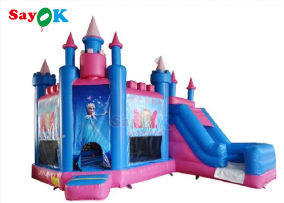 Rumah Bouncing Tiup Tahan Air Princess Frozen Carriage Bouncy Castle Dengan Slide