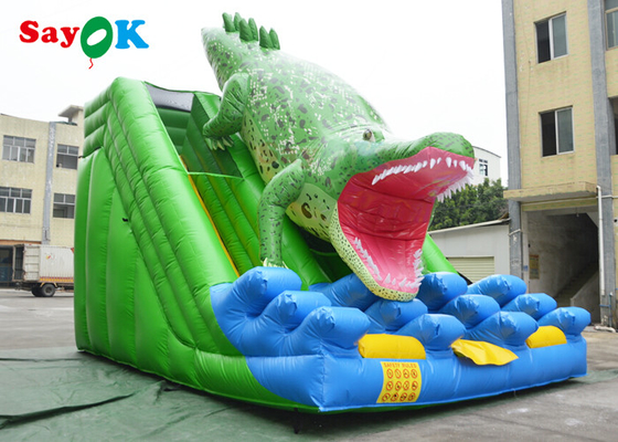Slide Slippery Inflatable Komersial Tema Buaya Besar Bouncer Inflatable Slide Inflatable Untuk Anak-anak