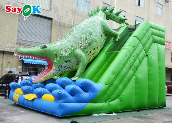 Slide Slippery Inflatable Komersial Tema Buaya Besar Bouncer Inflatable Slide Inflatable Untuk Anak-anak