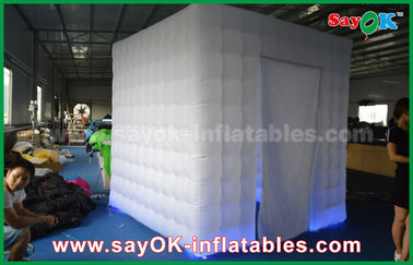Portable Photo Booth White Oxford Cloth Inflatable Photo Booth Props Kios Dengan Tirai Pintu