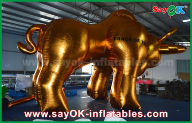 4m Tinggi Emas Bull Kustom Inflatable Produk Inflatable Shape Untuk Promosi