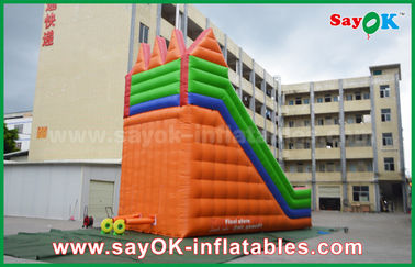 Pengembung Slippery Slide Keamanan PVC Tarpaulin Pengembung Bouncer Slide Kuning / Hijau Warna Untuk Bermain