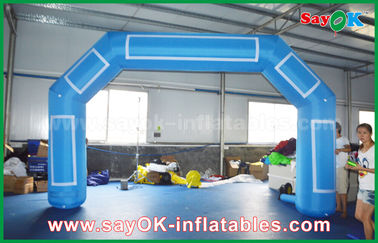 Inflatable Rainbow Arch Disesuaikan Biru Inflatable Arch Velcro Cetak Acara Garis Finish Tiup