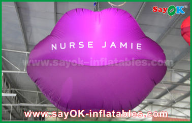 Nylon Bibir Merah Mulut Shape Inflatable LED Light Untuk Dekorasi Roof 1.5m Waterproof