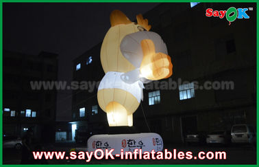 Iklan 10m Raksasa Oxford Cow Inflatable Kartun Warna Putih Dengan Lampu Led