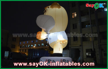 Iklan 10m Raksasa Oxford Cow Inflatable Kartun Warna Putih Dengan Lampu Led