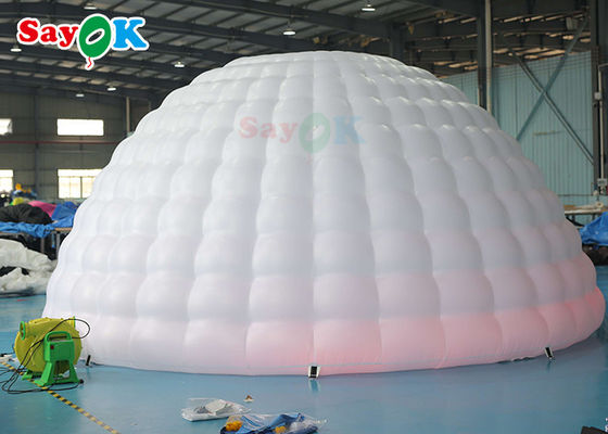 Tenda Igloo Inflatable Putih Murni LED Tenda Igloo Inflatable Kubah Bulat Untuk Acara Pesta Disco