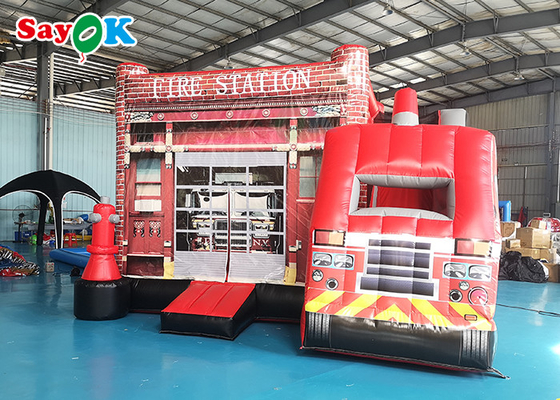 Fire Truck Bertema Inflatable Bouncing Castle Untuk Taman Hiburan Anak