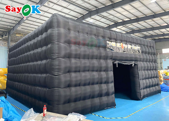 Tenda Luar Ruangan Inflatable Portable Disco Black House Cube Blow Up Tenda Klub Malam Dengan Pencahayaan Tenda Pesta Inflatable