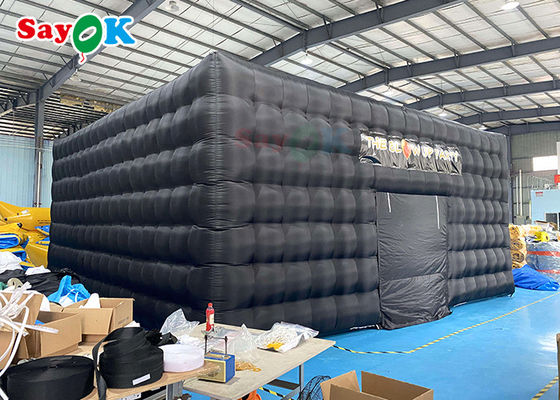 Tenda Luar Ruangan Inflatable Portable Disco Black House Cube Blow Up Tenda Klub Malam Dengan Pencahayaan Tenda Pesta Inflatable