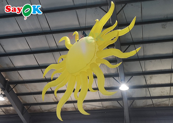 Dekorasi Pencahayaan Tiup Kuning Portabel Model Matahari Gantung