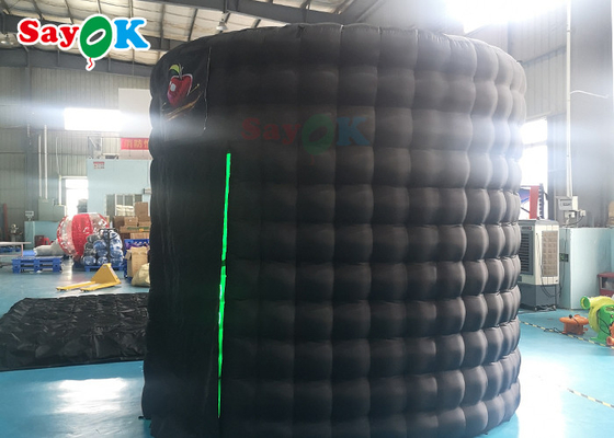 Warehouse Black Inflatable Oval Photo Booth Inflable Led Tent Dengan Air Blower Attractive
