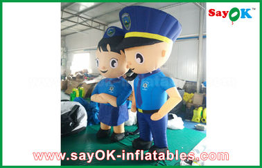 Biru Oxford Inflatable Kartun Karakter Cop / Polisi Man Carttoon Charaters Dengan 90% Serupa