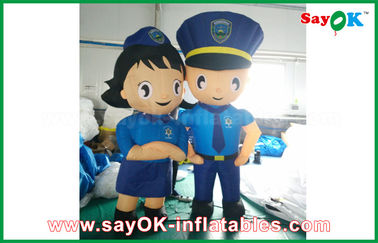Biru Oxford Inflatable Kartun Karakter Cop / Polisi Man Carttoon Charaters Dengan 90% Serupa