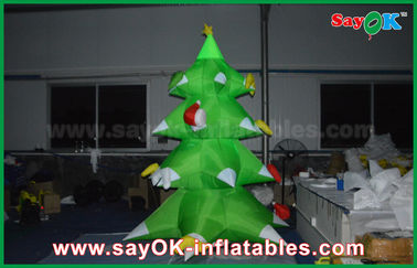 Nylon Green Inflatable Pohon Natal LED Pencahayaan 2.5mm Nylon Untuk Natal