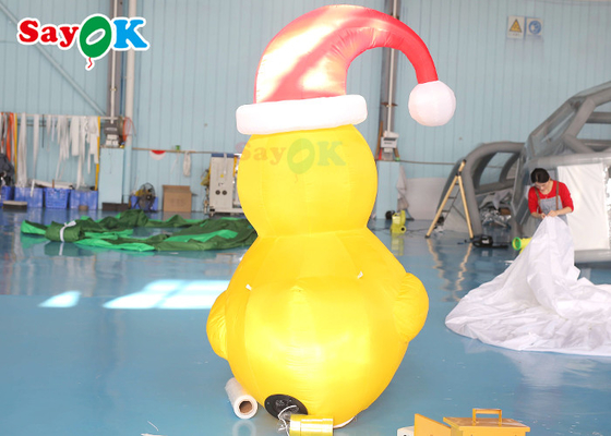 Bebek Natal Tiup Kuning 2m Dengan Dekorasi Halaman Topi