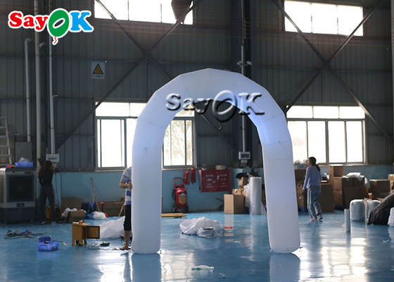 Pencahayaan LED 2.5m Dia Oxford Cloth Inflatable Arch Untuk Acara Pesta Pencetakan Logo Arch Balap Tiup