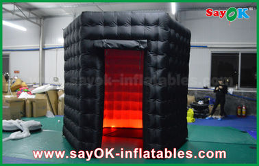 Portable Photo Booth 2.5m Inflatable Black Octagon Photo Booth Dengan Lampu LED OXford Cloth
