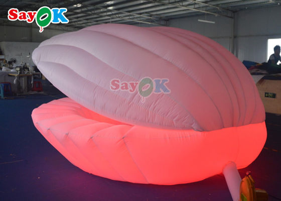 4m Giant LED Inflatable Stage Shell Kain Oxford Inflatable Led Seashell Untuk Pesta