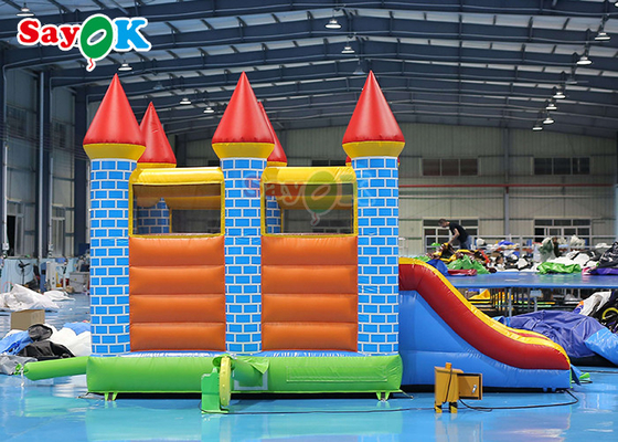Warna-warni Inflatable Bouncer House Water Slide Combo Commercial Bouncy Castle