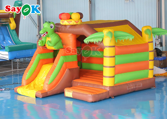 Komersial Dewasa Inflatable House Water Slide Pool Bounce House 5x5x4mH
