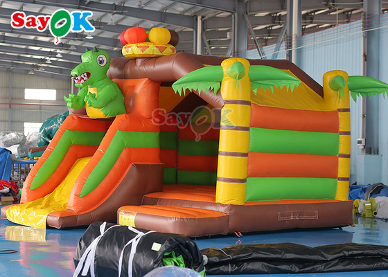 Komersial Dewasa Inflatable House Water Slide Pool Bounce House 5x5x4mH