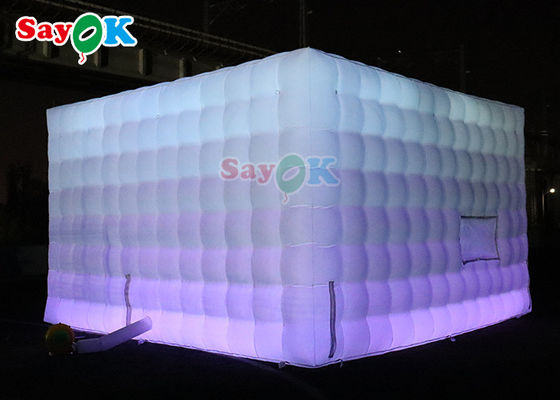 Custom Portable Black Inflatable Cube Tent Klub Malam Party Bar Tent Dengan Led Lighting Tenda Lawn Inflatable