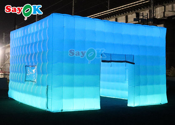 Custom Portable Black Inflatable Cube Tent Klub Malam Party Bar Tent Dengan Led Lighting Tenda Lawn Inflatable