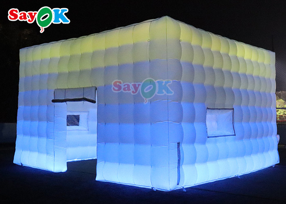 Kustom Portable Black Inflatable Cube Tent Nightclub Party Bar Tent Dengan Lampu Led