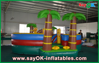 Pembayaran transfer bank diterima untuk bouncer slide inflatable dengan kolam renang dan pohon kelapa
