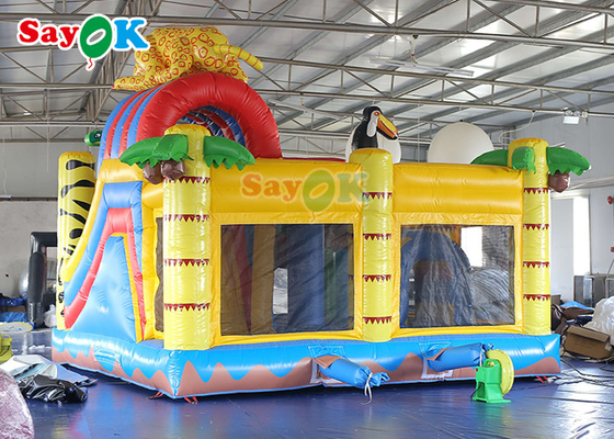 Anak-anak Taman Bermain Kebun Binatang Hewan Hutan Inflatable Jumping Slide Bounce Castle Bouncy House